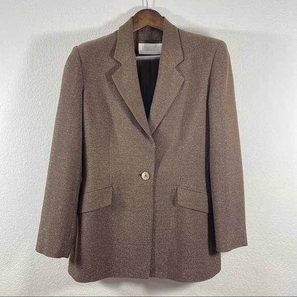 Genny Jackets & Blazers - Genny Made In Italy Women’s Wool Single Button Gold Shimmer NYE Blazer